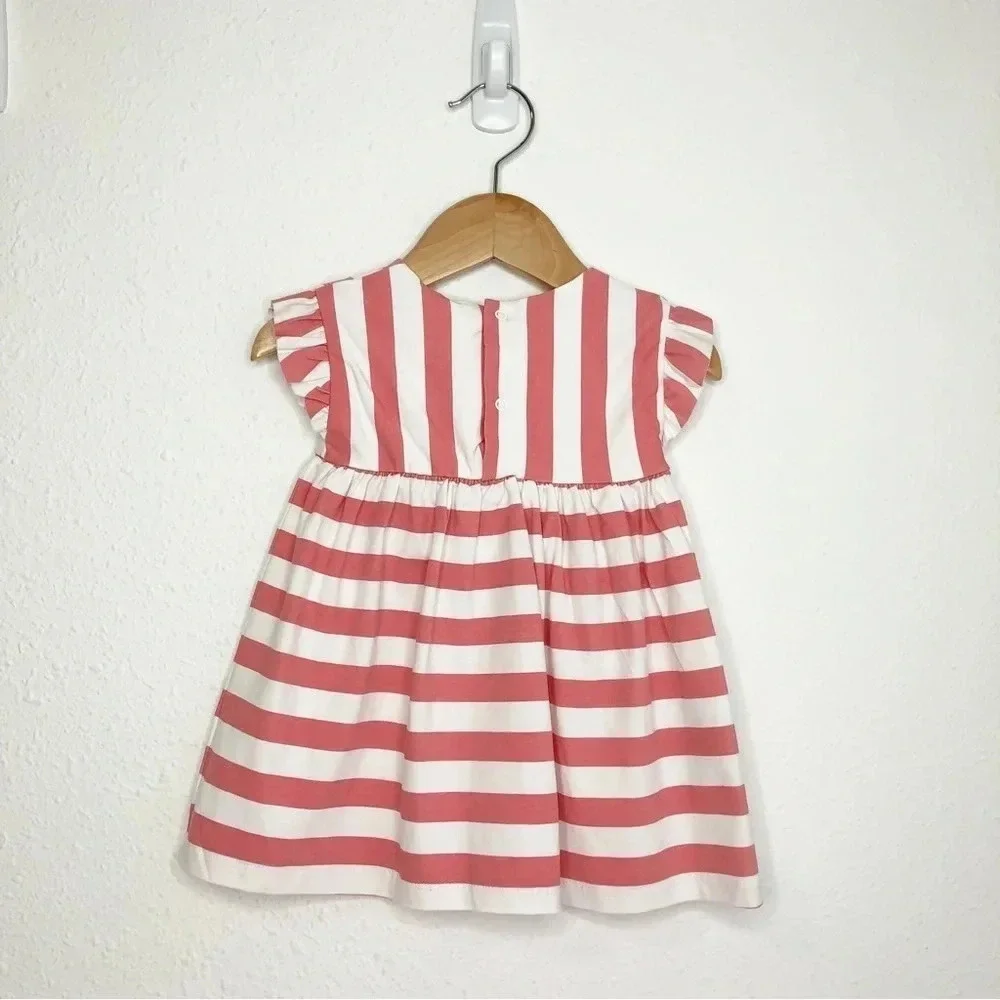 NWT Mayoral dress short sleeve pink and white stripes size 6-9 months‎